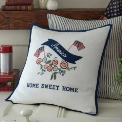 Americana Embroideries<Taylor Linens America Home Sweet Home – Linen Porch Pillow