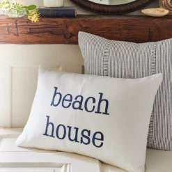 Seaside | Camps & Cottages<Taylor Linens Beach House – White Linen Lumbar Pillow