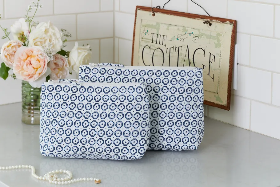 Cosmetic Bags<Taylor Linens Carolina Indigo Cosmetic Bag