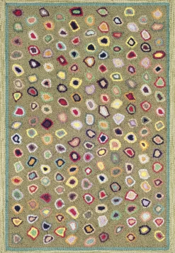 Rugs<Taylor Linens Cat’s Paw Sage Hand Micro Hooked Wool Rug