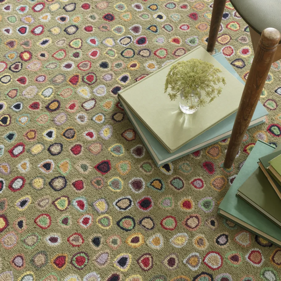 Rugs<Taylor Linens Cat’s Paw Sage Hand Micro Hooked Wool Rug