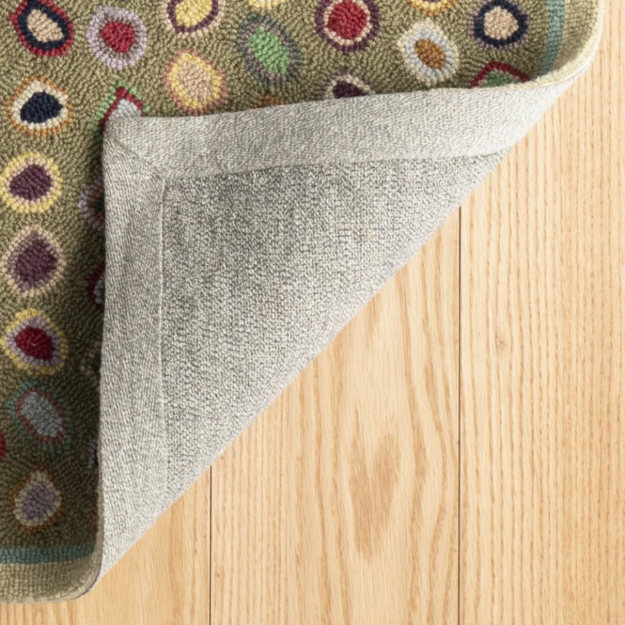 Rugs<Taylor Linens Cat’s Paw Sage Hand Micro Hooked Wool Rug