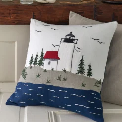 Seaside | Camps & Cottages<Taylor Linens Curtis Island Lighthouse – Porch Pillow