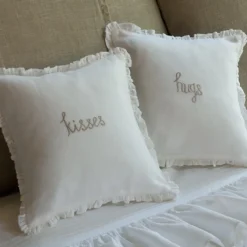 Sentimental Embroideries<Taylor Linens Hugs Natural Embroidered Toss Pillow