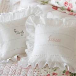 Sentimental Embroideries<Taylor Linens Hugs Natural Embroidered Toss Pillow