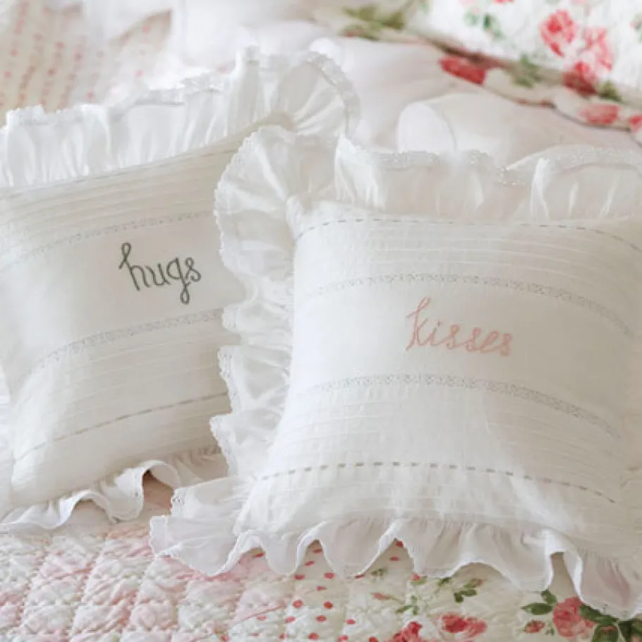 Sentimental Embroideries<Taylor Linens Hugs Natural Embroidered Toss Pillow