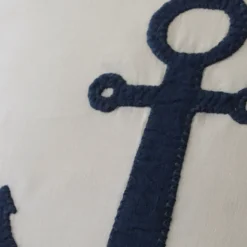 Seaside | Camps & Cottages<Taylor Linens Indigo Anchor on White Linen