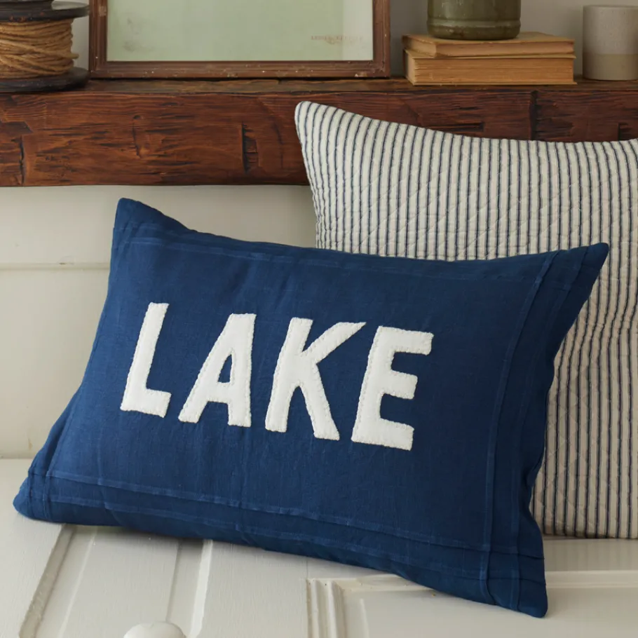 Camps & Cottages<Taylor Linens Indigo Linen Lake Pillow