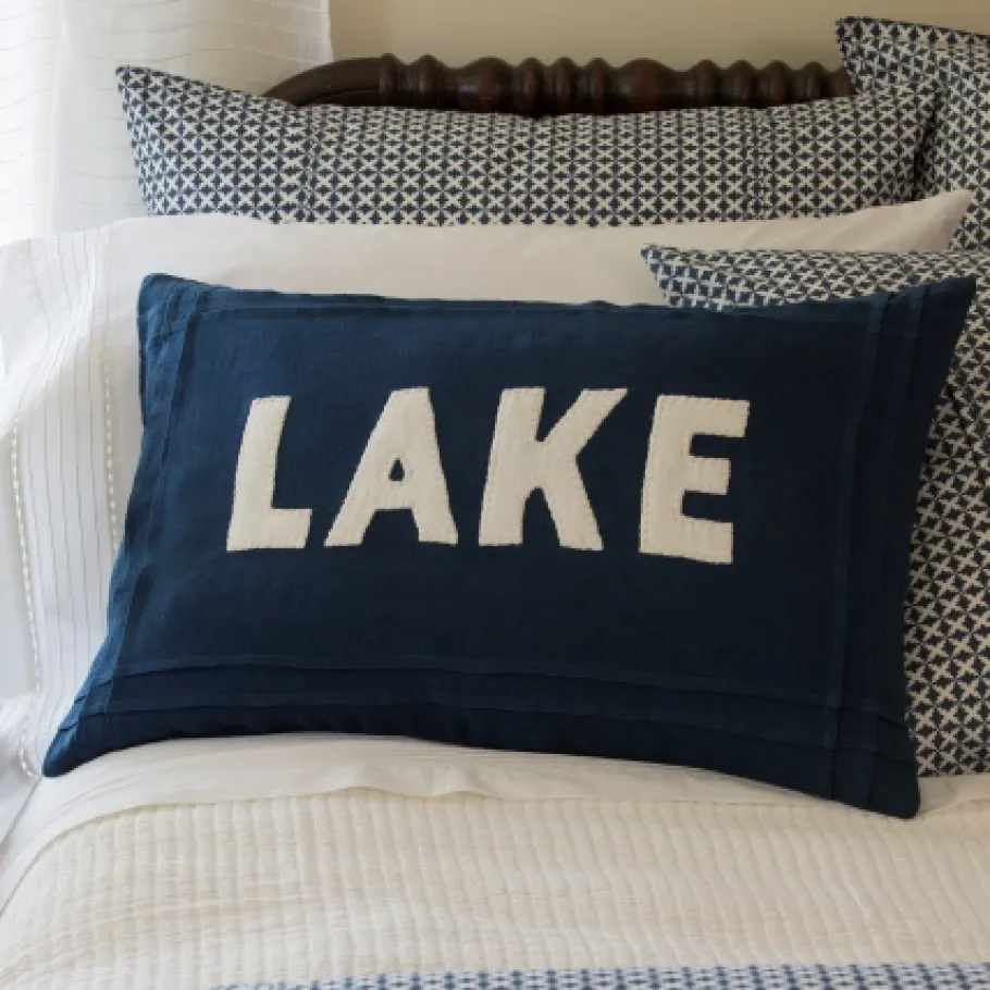 Camps & Cottages<Taylor Linens Indigo Linen Lake Pillow