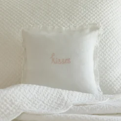 Sentimental Embroideries<Taylor Linens Kisses Pink Embroidered Toss Pillow