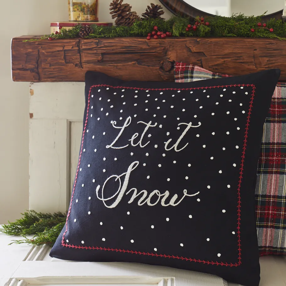 Winter Embroideries<Taylor Linens Let It Snow Porch Pillow