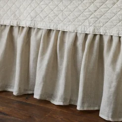 Bed Skirts<Taylor Linens Linen Voile Natural Gathered Bed Skirt