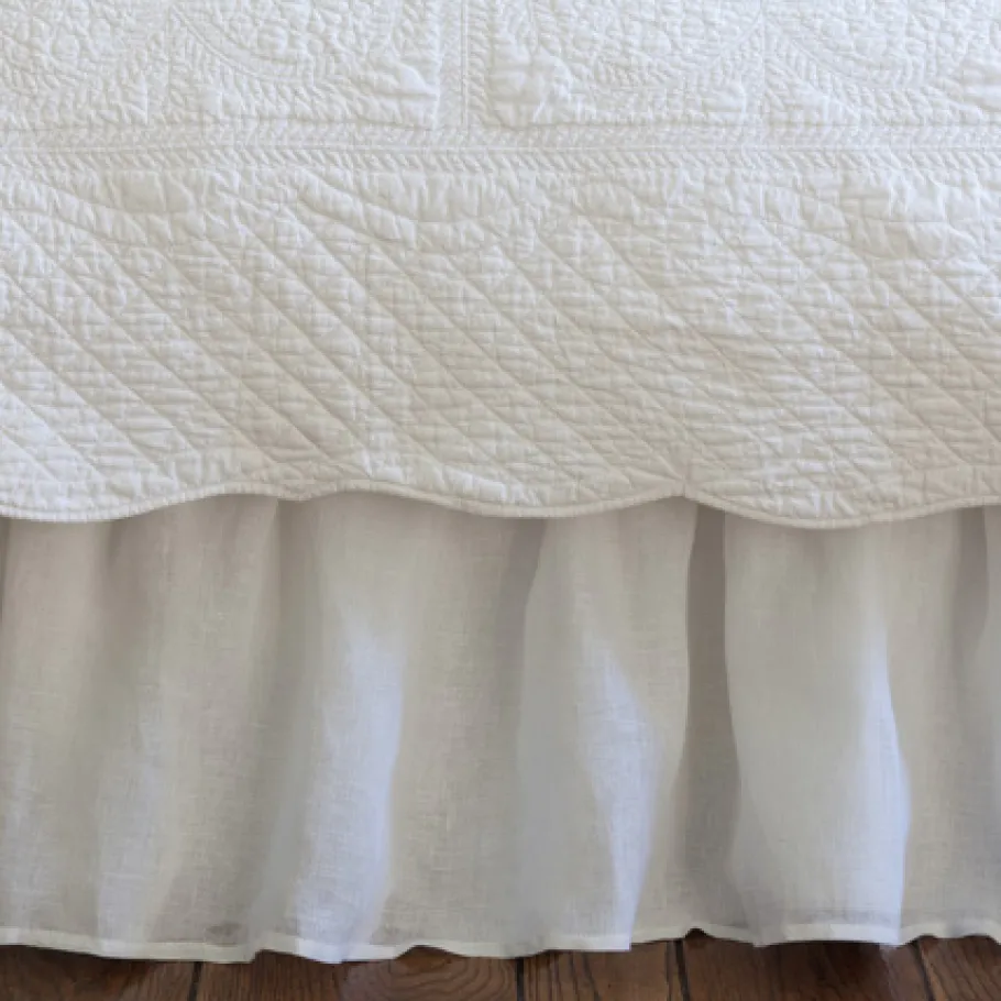 Bed Skirts<Taylor Linens Linen Voile White Gathered Bed Skirt