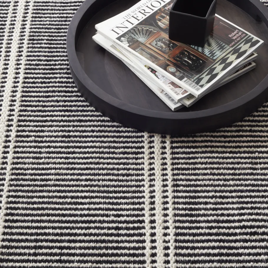 Rugs<Taylor Linens Malta Black/Ivory Handwoven Wool Rug