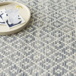 Rugs<Taylor Linens Melange Diamond Blue Handwoven Cotton Rug
