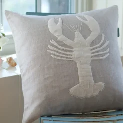 Camps & Cottages | Seaside<Taylor Linens Natural Linen Lobster Pillow
