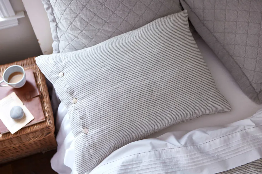Shams<Taylor Linens Pebble Pinstripe Linen Sham