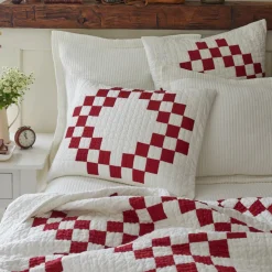 Shams<Taylor Linens Red Irish Chain Sham