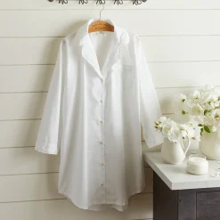 Nightshirts<Taylor Linens Ruffled Nightshirt – White