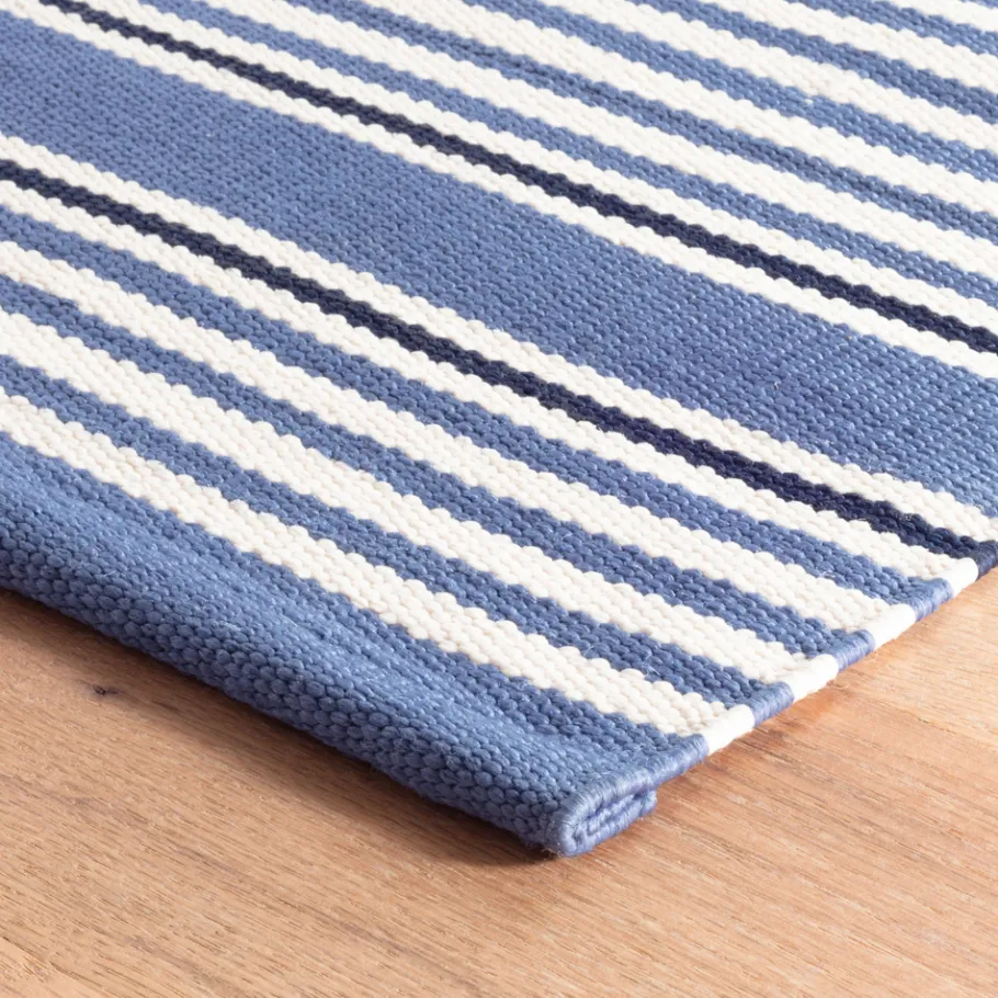 Rugs<Taylor Linens Rugby Stripe Denim Handwoven Indoor/Outdoor Rug
