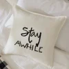 Sentimental Embroideries<Taylor Linens Stay Awhile Black Porch Pillow