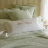 Sentimental Embroideries<Taylor Linens Sweet Dreams Natural on White Linen Bolster