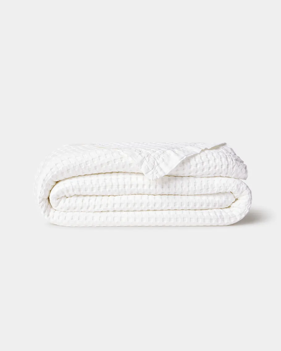 Throws<Taylor Linens Waffle Blanket White