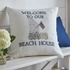 Seaside | Camps & Cottages<Taylor Linens Welcome To Our Beach House Pillow