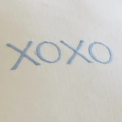 Sentimental Embroideries<Taylor Linens XOXO Blue on White Linen Pillow