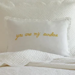 Sentimental Embroideries<Taylor Linens You Are My Sunshine Dijon on White Linen Boudoir Pillow